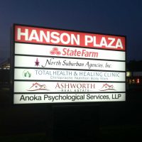 custom pylon sign hanson plaza installation